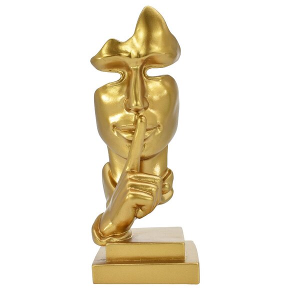 Adam & Friends Home Decor Silence Is Golden Sculpture | 1-Piece | Gold - Picture 1 of 5